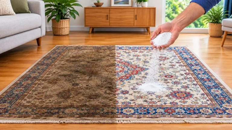 تمیز کردن فرش در خانه با جوش شیرین و نمک به روشی ساده و کم‌هزینه