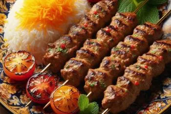 کباب تسبیحی مهرهای با گلولههای کوچک گوشت قرمز و مرغ