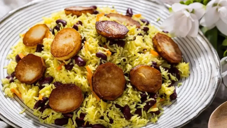 تصویر پلو با لوبیا قرمز، غذای سنتی خوش‌طعم ایرانی با برنج و ادویه‌های معطر