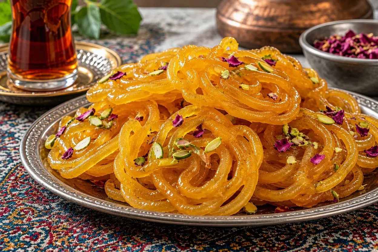 زولبیا خانگی با نشاسته ذرت؛ زولبیا خانگی خوشمزه با نشاسته ذرت و شهد ز