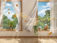 شعر کودکانه صدای باد و پنجره با تصویر پنجره و باد