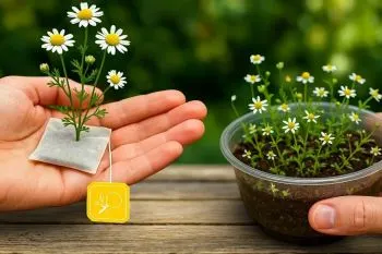 کاشت و پرورش بابونه از؛ آموزش کاشت بابونه از چای کیسهای در گلدان