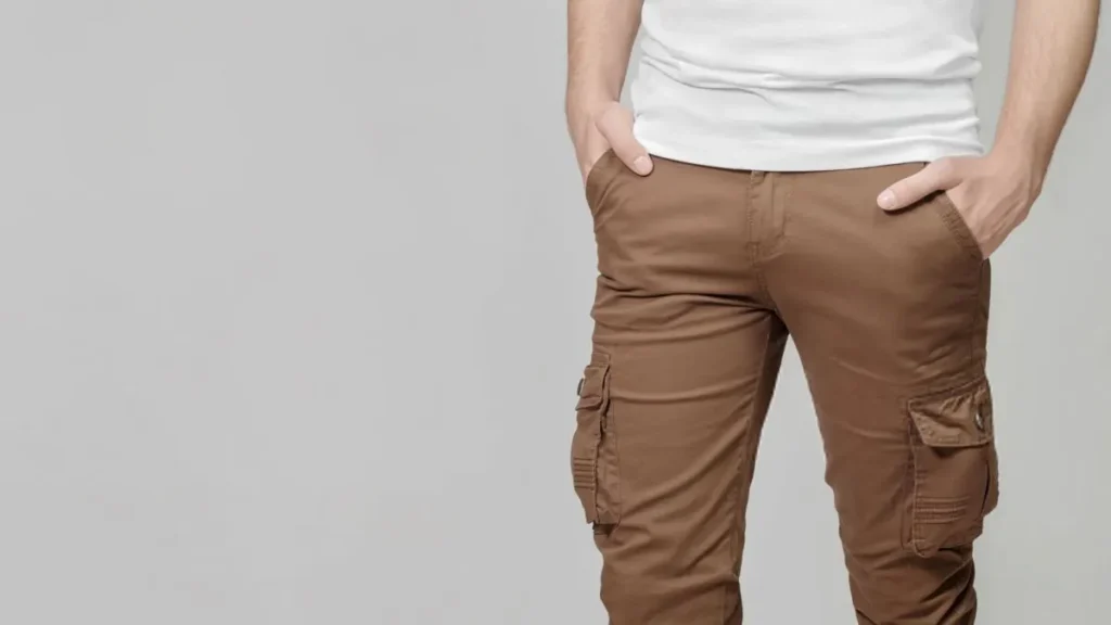 شخصی با شلوار قهوه ای و کت خاکستری