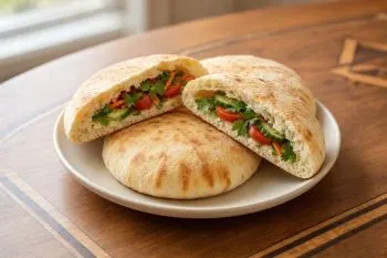 نان پیتا خانگی نرم و پفکی با جیب داخلی