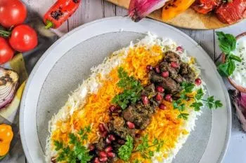 کباب ترش شمالی با رب انار و گردوی تازه
