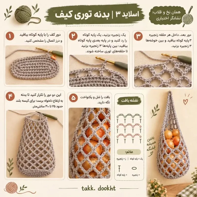 نظم دهنده سیب زمینی و پیاز آماده شده با قلاب