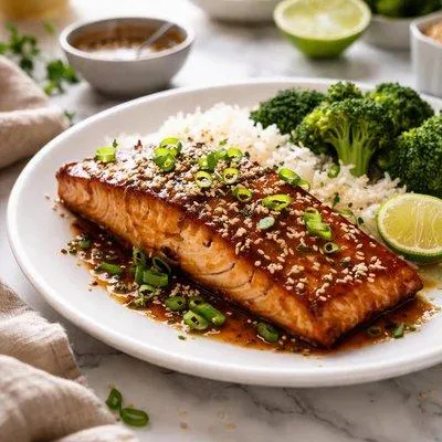 تصویر مرتبط با طرز تهیه ماهی سالمون با سس سویا؛ غذای دریایی خوشطعم و ساده