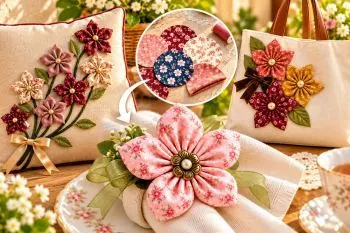گل‌های تزیینی پارچه‌ای فکسیو ساخته شده با پارچه‌های رنگی