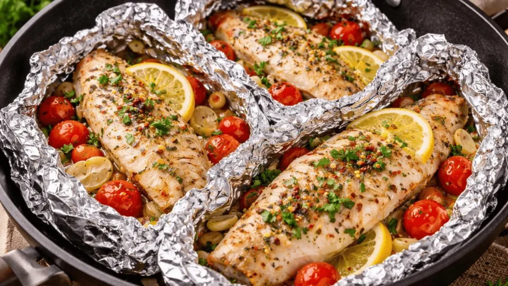 تصویر مرتبط با طرز تهیه خوراک ماهی در فویل؛ غذایی سالم، خوشعطر و کمروغن