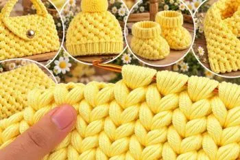 آموزش گام به گام بافت خوشه گندم برجسته با قلاب