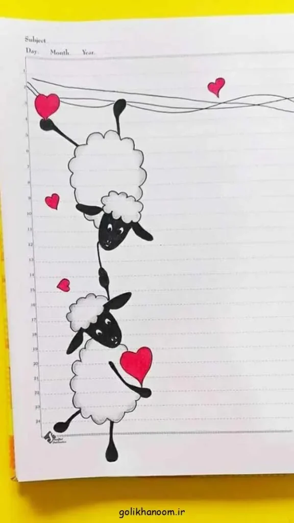 تصویر مرتبط با ایده‌های ساده و خلاقانه برای تزیین دفتر مشق با مداد رنگی در کلاس اول