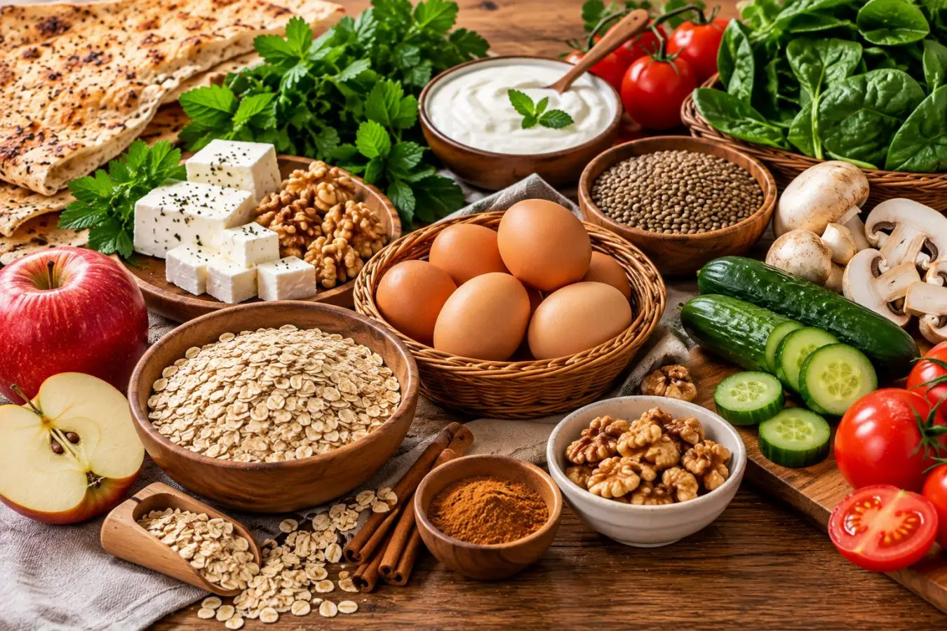تصویر صبحانه مقوی و انرژی‌بخش با مواد طبیعی و تازه