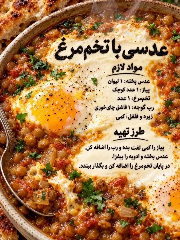 صبحانه شامل تخم‌مرغ و سبزیجات تازه