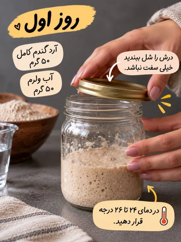 تصویر مرتبط با روش تهیه خمیر ترش خانگی با آرد و آب برای نانهای خوشطعم