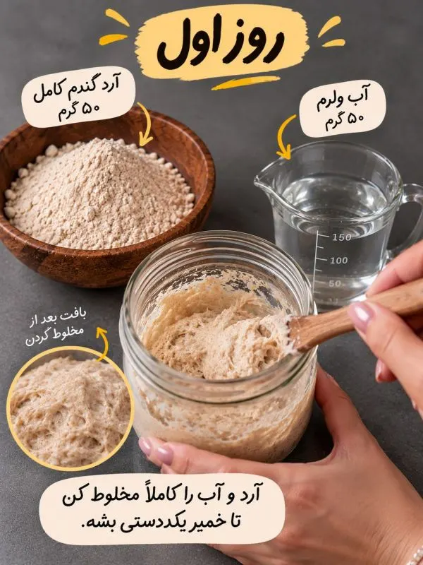 تصویر مرتبط با روش تهیه خمیر ترش خانگی با آرد و آب برای نانهای خوشطعم