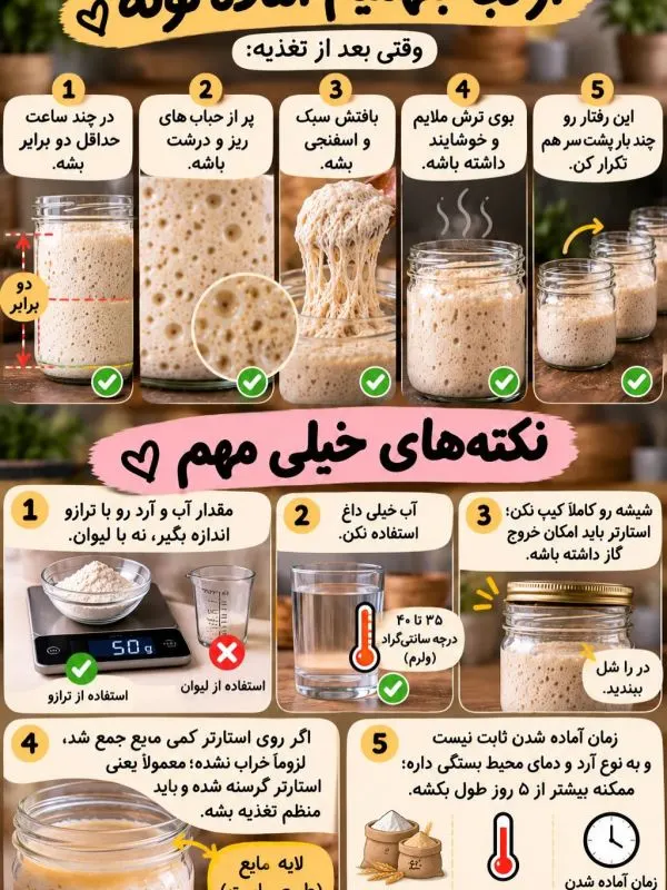 تصویر مرتبط با روش تهیه خمیر ترش خانگی با آرد و آب برای نانهای خوشطعم
