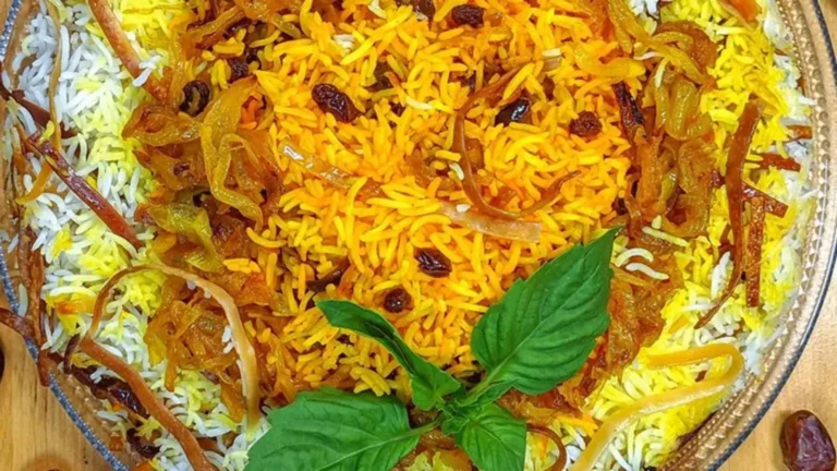 رشته پلو با قیسی؛ رشته پلو مجلسی با قیسی و زعفران خوش‌عطر و رنگین