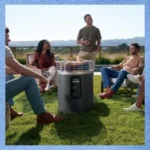 شومینه فضای باز نینجا Fireside360 با شعله‌های روشن در فضای باز