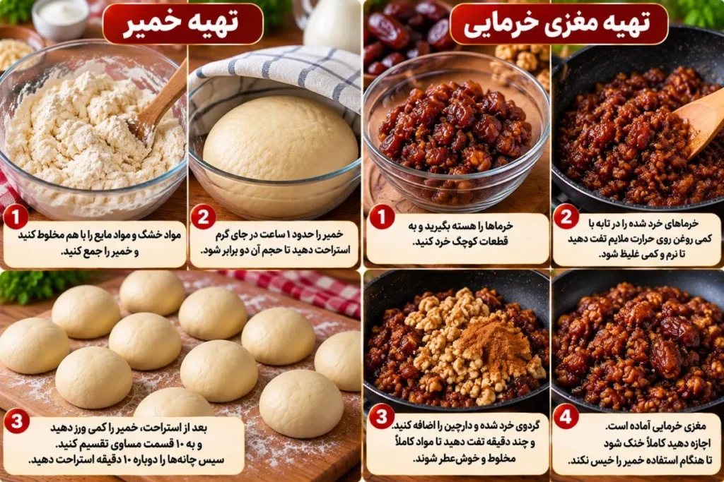 مواد اولیه ساده برای تهیه نان خرمایی تابه‌ای