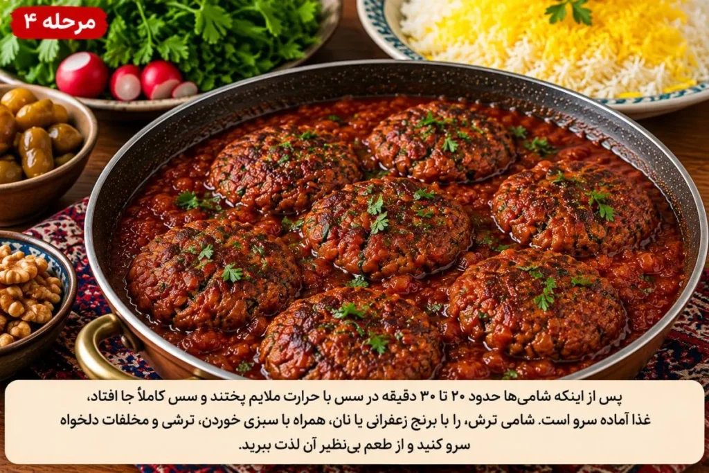 شامی ترش شمالی با سس ملس و لعاب دار