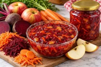 مربای پاییزی سه میوه با رنگ طبیعی و طعمی دلپذیر