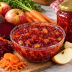 تصویر مربای پاییزی سه میوه با رنگ طبیعی و جذاب