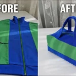 تبدیل سوییشرت کهنه به ساک؛ ساک ورزشی زیپ‌دار ساخته شده از سوییشرت که