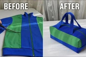 تبدیل سوییشرت کهنه به ساک؛ ساک ورزشی زیپدار ساخته شده از سوییشرت که