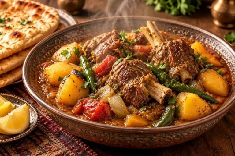 طرز تهیه روش افغانی؛ تصویر کباب روش افغانی با گوشت و مرغ در ظرف سنتی