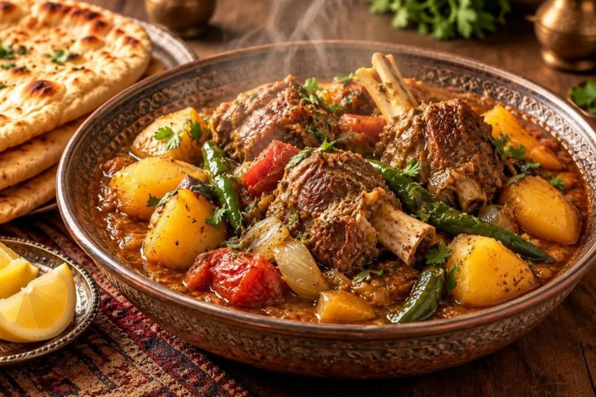 طرز تهیه روش افغانی؛ تصویر کباب روش افغانی با گوشت و مرغ در ظرف سنتی