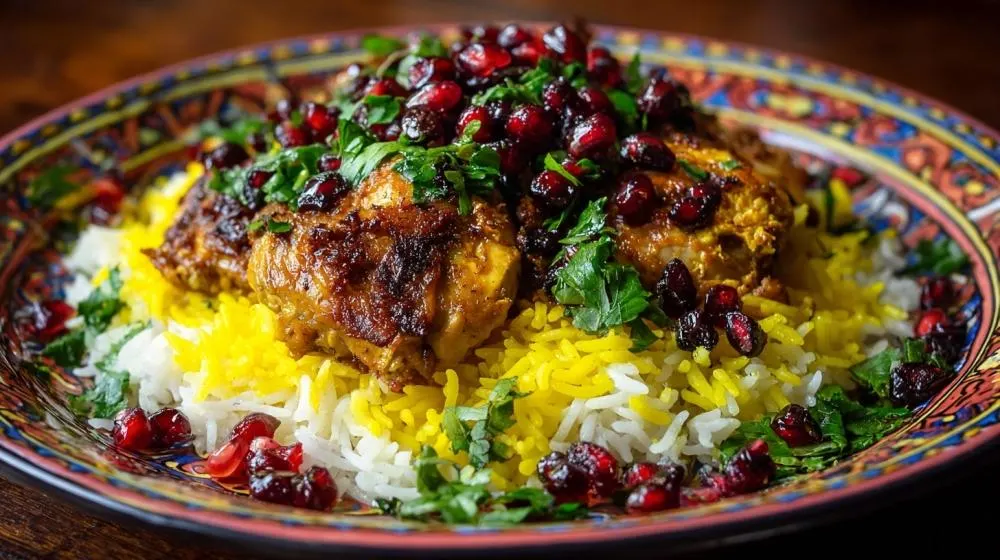 تصویر مرتبط با طرز تهیه زرشک پلو با مرغ مخلوط؛ پلویی خوش‌رنگ و خوش‌عطر با مرغ زعفرانی