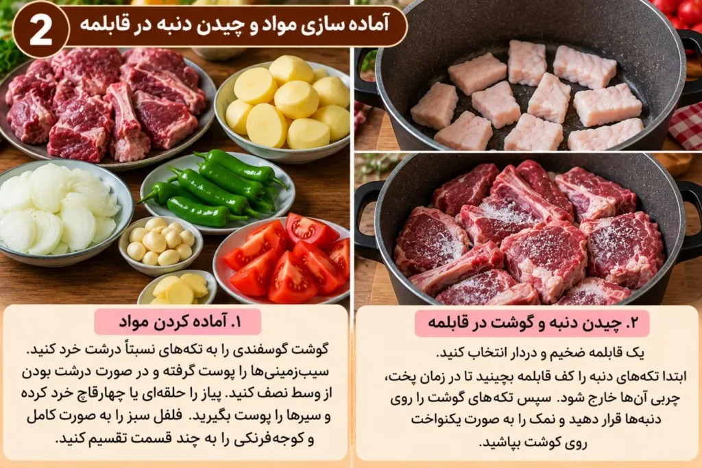 کباب افغانی خوشطعم تهیه شده با مرغ در قابلمه