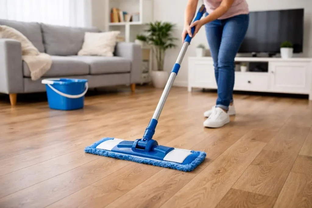 پاک کردن آرام سطح پارکت با تی نرم