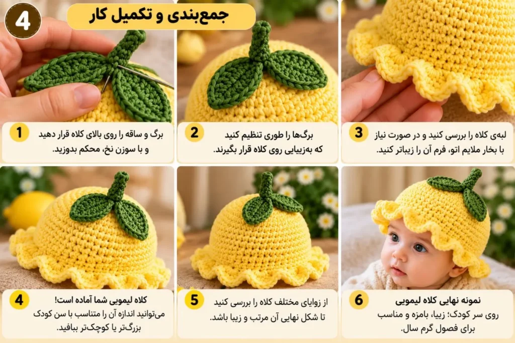 تصویر مرتبط با آموزش گام‌به‌گام بافت کلاه لیمویی فانتزی و دوست‌داشتنی