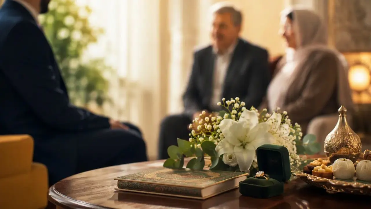 آداب و رسوم مراسم خواستگاری؛ نمایی از مراسم خواستگاری با حضور خانواد