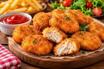 تهیه ناگت مرغ با نان؛ ناگت مرغ خانگی با نان باگت طلایی و ترد