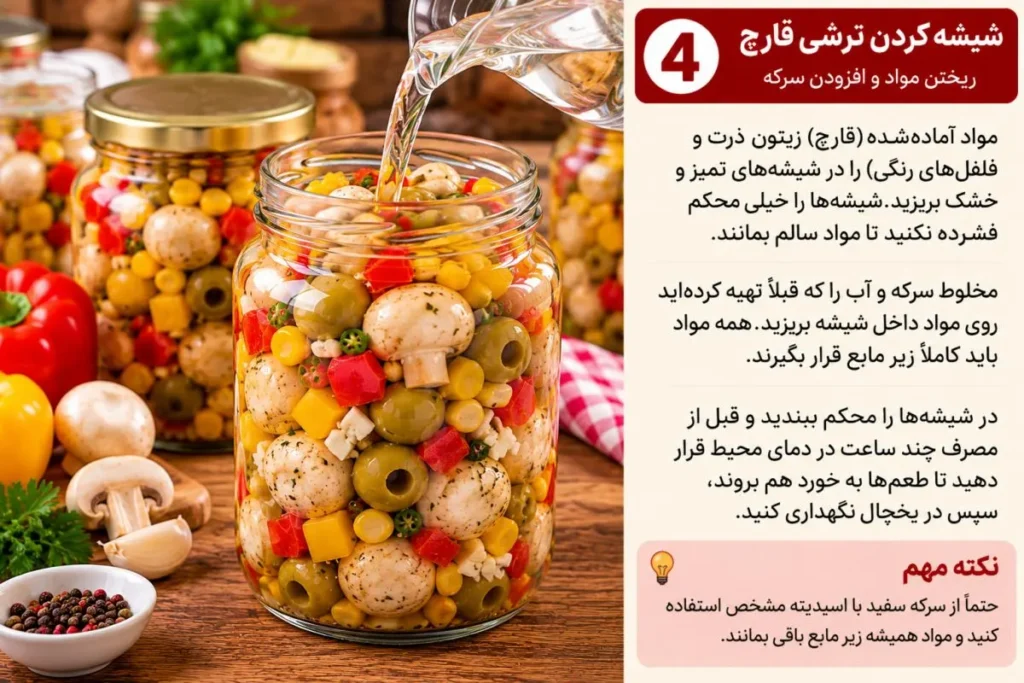 تصویر مرتبط با طرز تهیه ترشی قارچ رستورانی با زیتون و ذرت در خانه