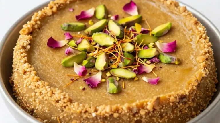 طرز تهیه حلوا نخودچی؛ حلوا نخودچی بوتیکی خوشمزه با تزیین پسته و هل رو