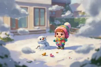 شعر کودکانه برف؛ نی نی در انتظار بارش برف در حیاط خانه