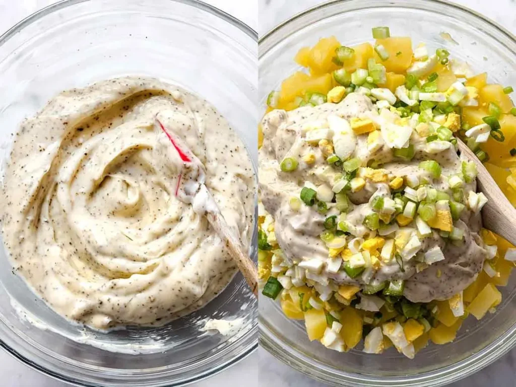 تصویر مرتبط با طرز تهیه سالاد پیازچه فرانسوی؛ سالادی کرمی و خوشطعم برای مهمانیها