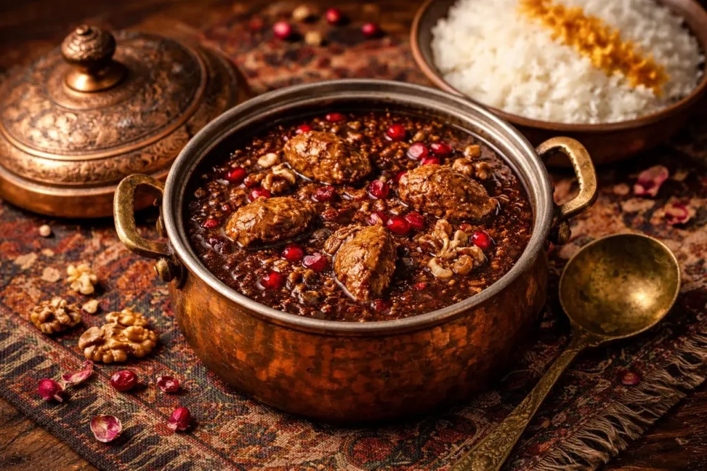 تصویر مرتبط با طرز تهیه مرغ با سس انار و گردو؛ نسخهای ساده و سریع از فسنجان