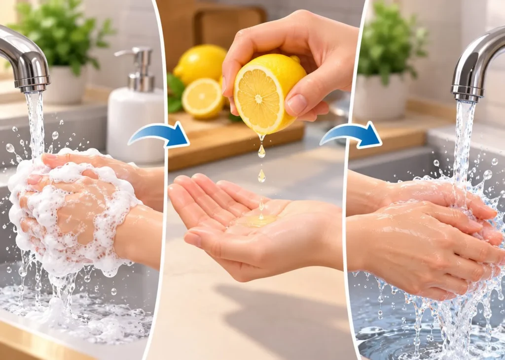 قطره‌های آبلیمو روی دست برای رفع بوی گوشت