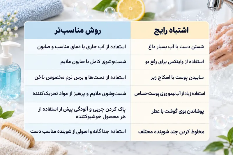 دست‌هایی که بوی گوشت قرمز از آنها پاک شده است