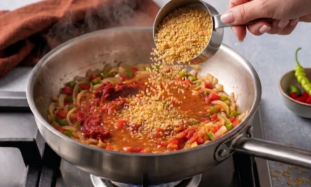 تصویر مرتبط با طرز تهیه بلغور پلو ترکیه ای با بادمجان؛ غذایی خوشطعم و متفاوت