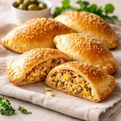 تصویر مرتبط با طرز تهیه پیراشکی مرغ با خمیر جادویی نرم و پفدار