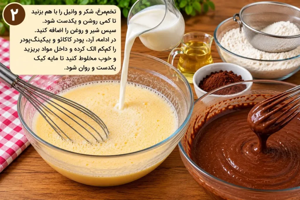 کیک شکلاتی فنجانی نرم و پف دار بدون فر با قابلمه