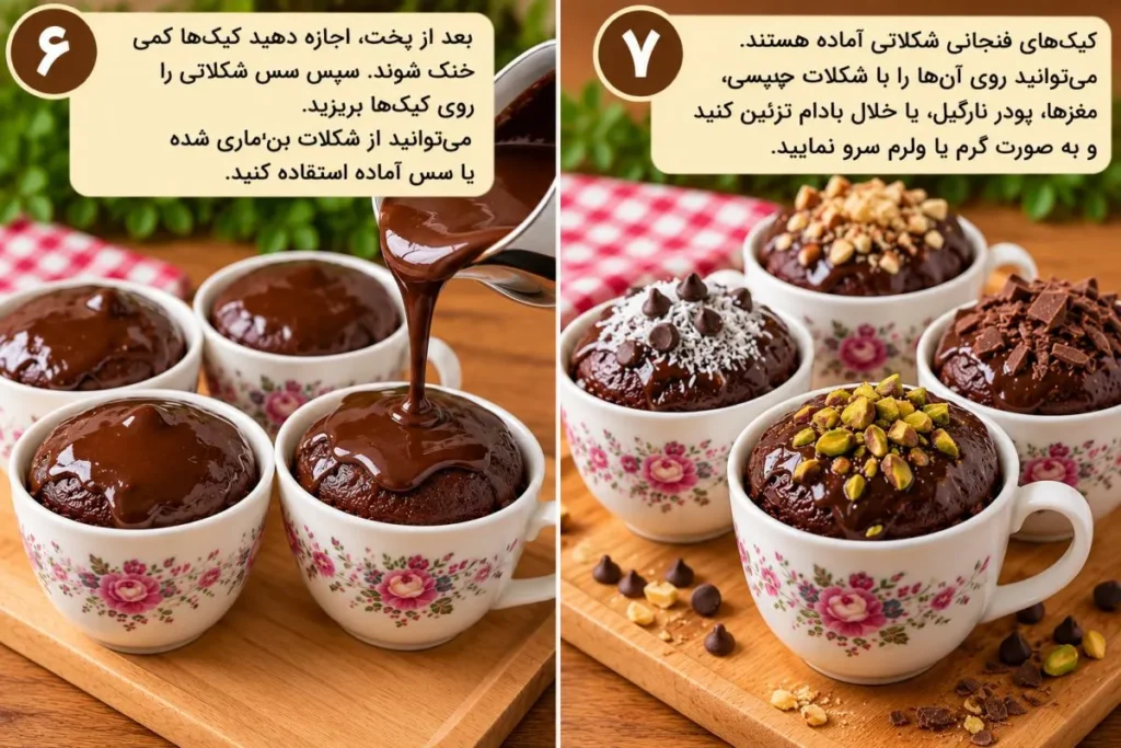 کیک شکلاتی فنجانی نرم و پف دار بدون فر با قابلمه