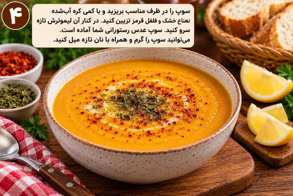 تصویر مرتبط با روش تهیه سوپ عدس رستورانی با طعمی غلیظ و دلپذیر