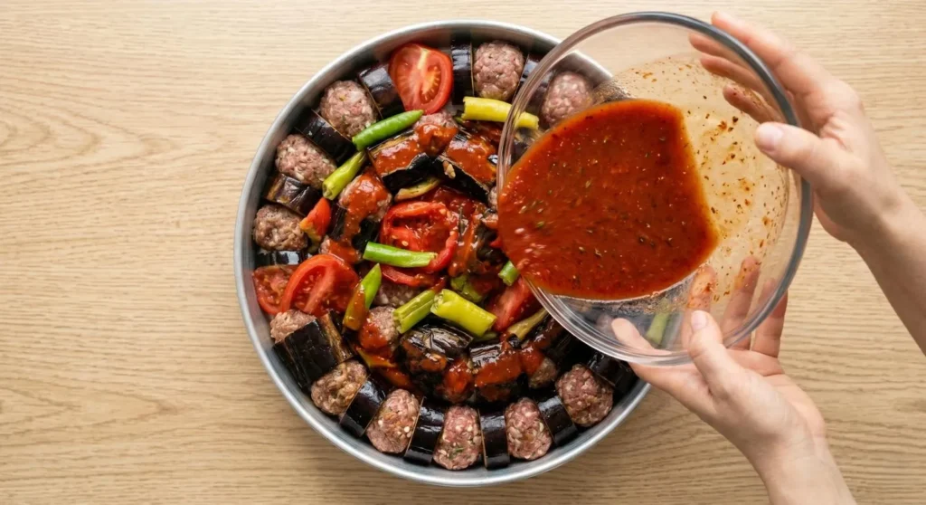 تصویر مرتبط با طرز تهیه کباب بادمجان با گوشت و سس مخصوص؛ غذای مجلسی و خوشعطر