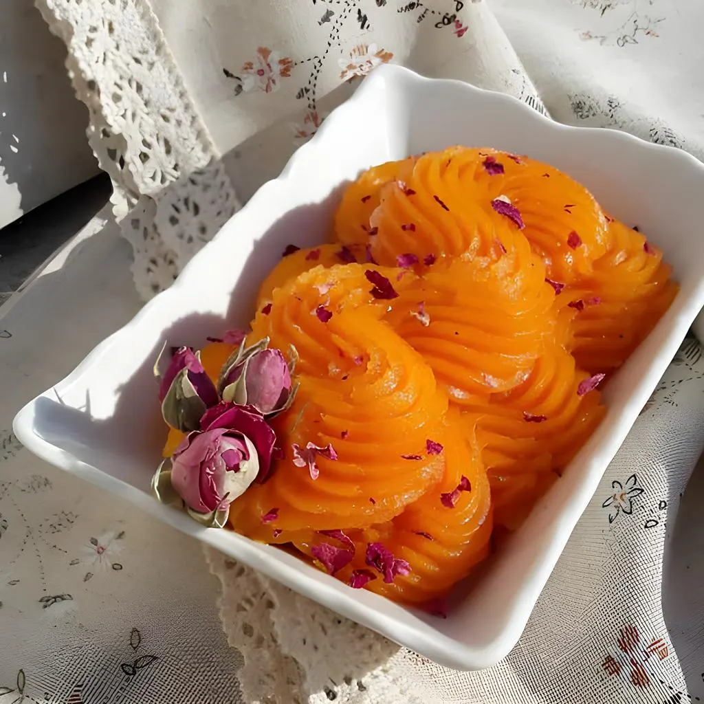 تصویر مرتبط با دستور تهیه حلوای خرمالو خوش‌رنگ و خوش‌طعم با عطر هل و گلاب